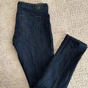True Religion Dark Denim Skinny Jeans Stitch Faux Pockets